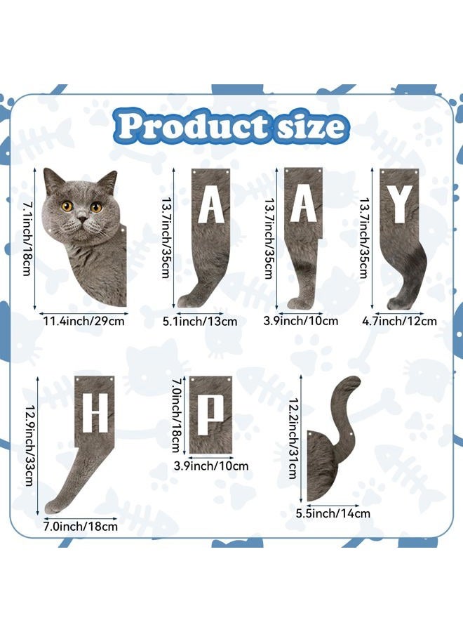Hxezoc Cat Happy Birthday Banner, 16 Unique Paper Banners, Multicolored, 7.09 x 18.57 Inches, Lightweight, Indoor Use, Cat Theme, Perfect for Birthday Party, Room & Wall Decoration - Image 2