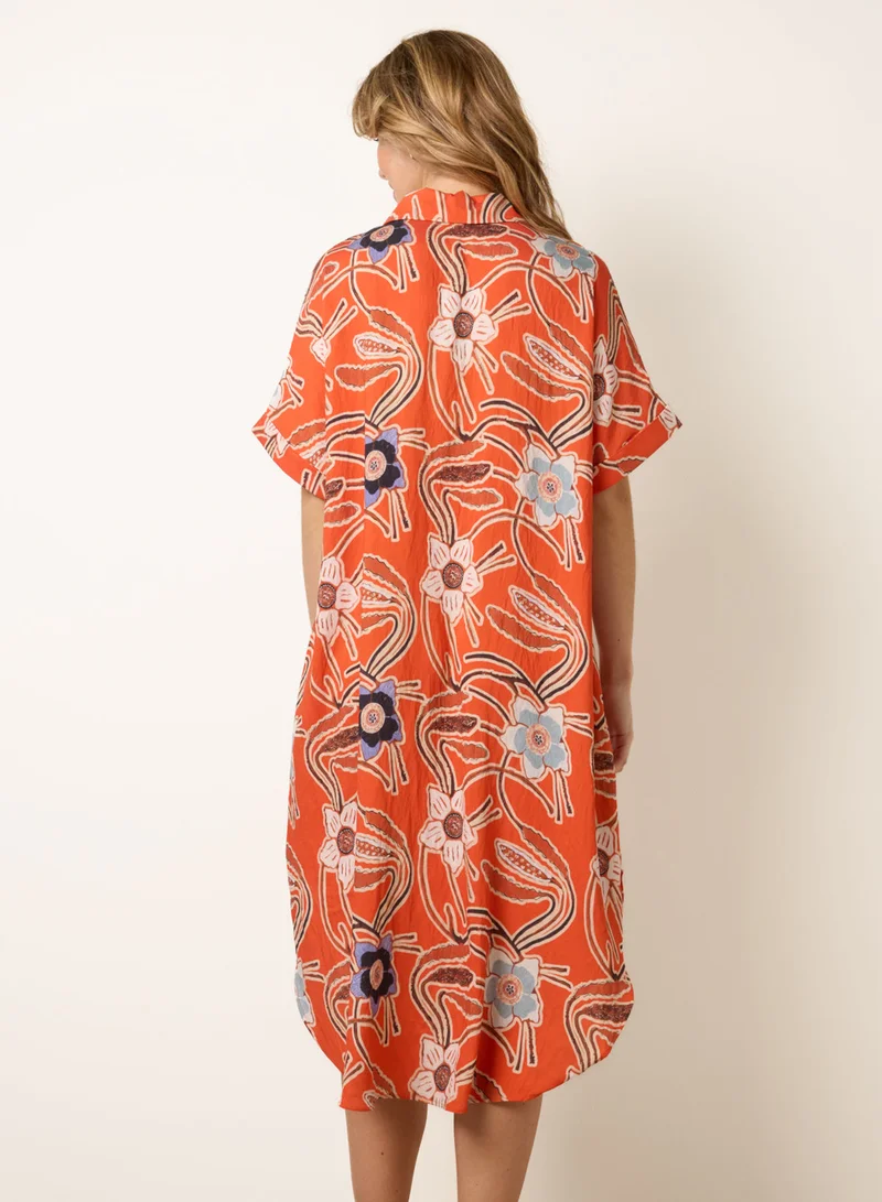 بلو فانيلا Oversized Shirt Midi Dress