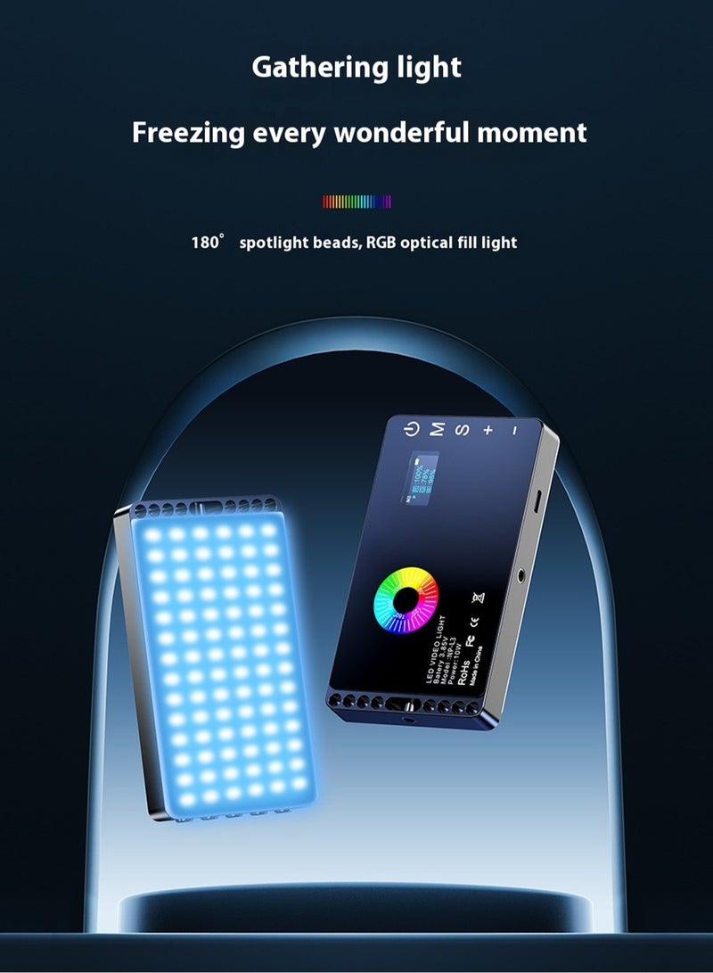 OasisLink Full-color RGB photography fill light, with camera hot shoe mount, rechargeable, long battery life, portable stand for taking photos and videos, LED pocket light, handheld mini RGB atmosphere light - Image 1