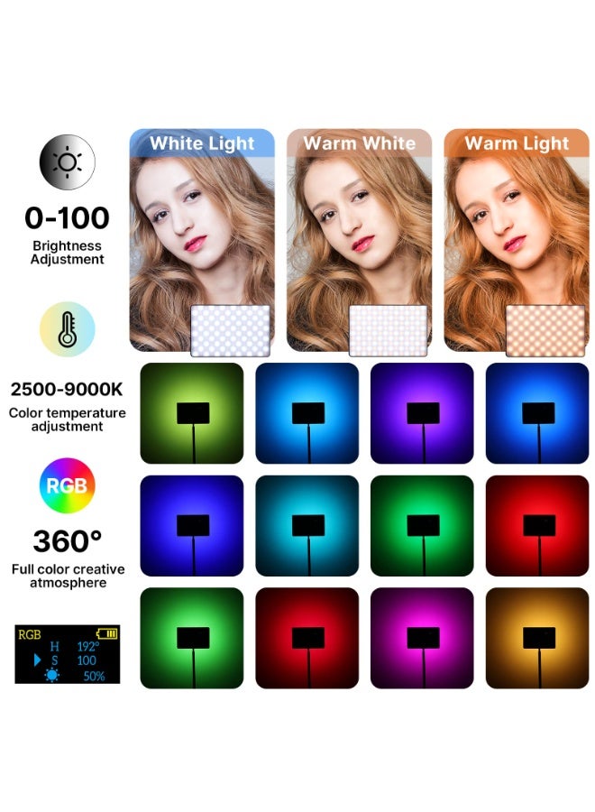 OasisLink Full-color RGB photography fill light, with camera hot shoe mount, rechargeable, long battery life, portable stand for taking photos and videos, LED pocket light, handheld mini RGB atmosphere light - Image 2