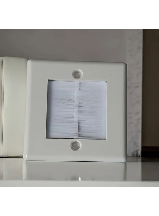 White Wall Mounted Cable Management Panel Brush Metal Spiral Design - Image 5