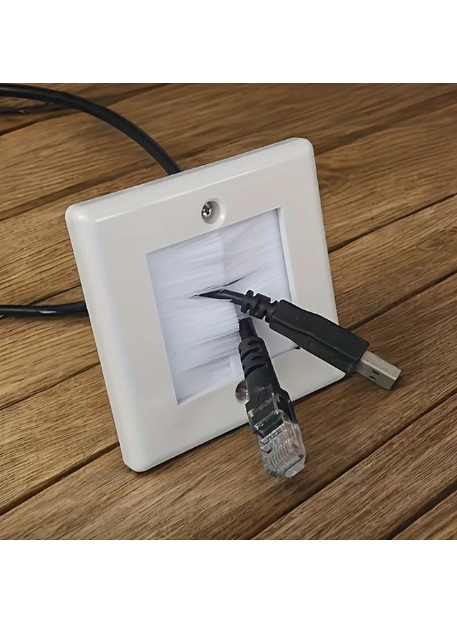 White Wall Mounted Cable Management Panel Brush Metal Spiral Design - Image 2