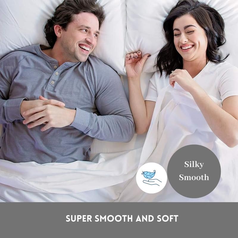 DreamFit DreamComfort Microfiber StaDry Technology Cooling Bed Sheets with Elastic Corner Straps for Extra Deep Pocket up to 20 inch Crafted in USA Cal King Sheet Set White - Image 2