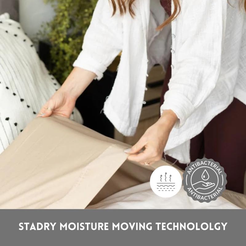 DreamFit DreamComfort Microfiber StaDry Technology Cooling Bed Sheets with Elastic Corner Straps for Extra Deep Pocket up to 20 inch Crafted in USA Cal King Sheet Set White - Image 3