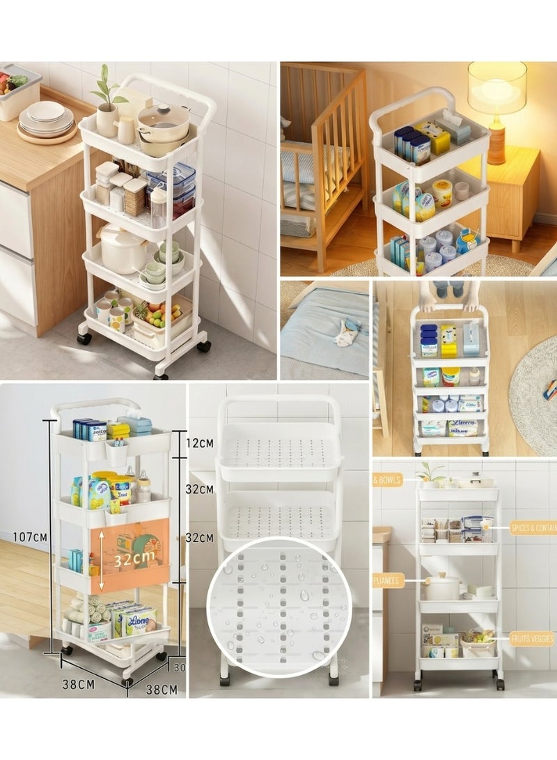 Rolling Utility Cart with Handle, 4-Tier Multi-Functional Movable Storage for Home & Office - Image 1