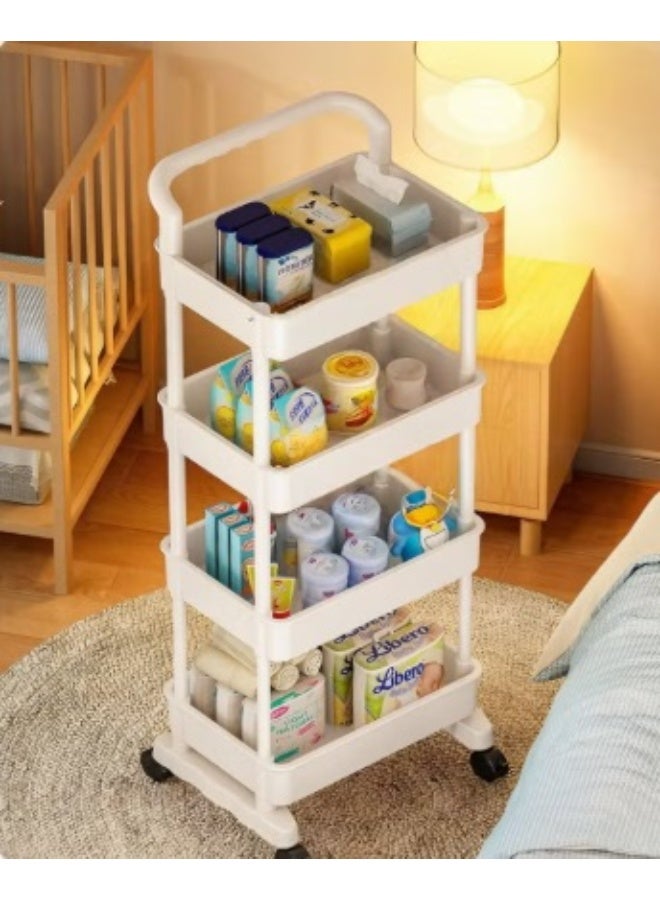 Rolling Utility Cart with Handle, 4-Tier Multi-Functional Movable Storage for Home & Office - Image 5