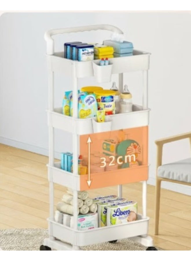 Rolling Utility Cart with Handle, 4-Tier Multi-Functional Movable Storage for Home & Office - Image 4