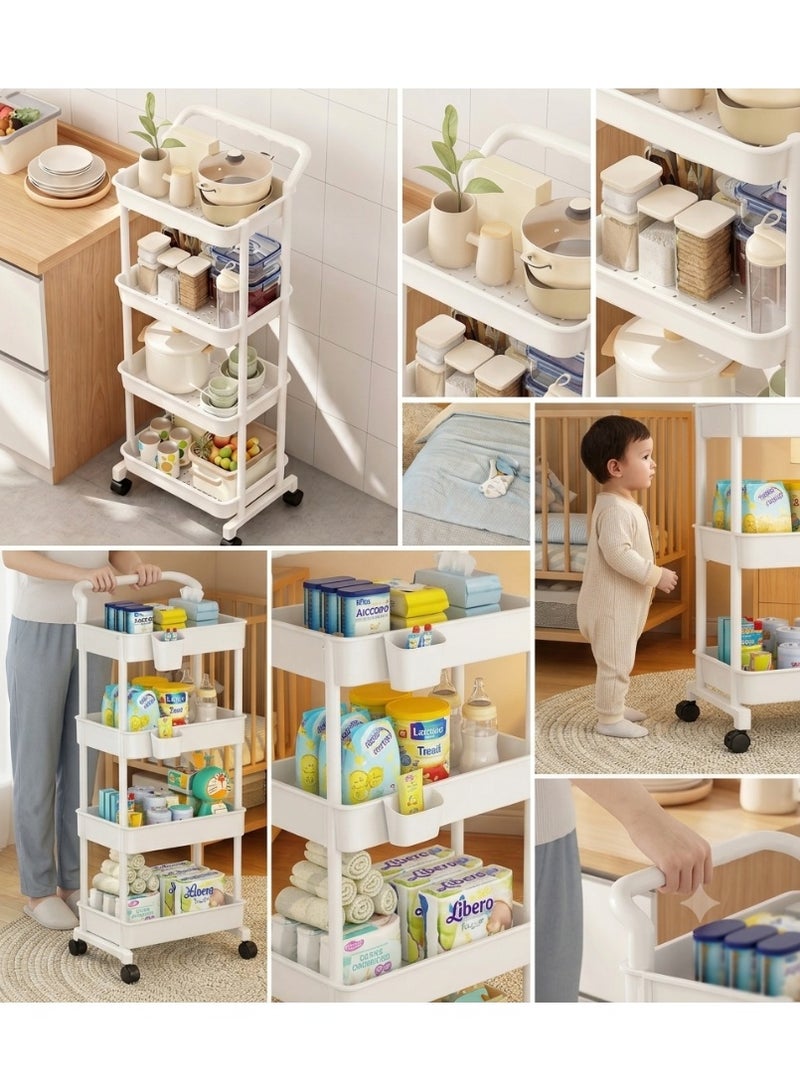 Rolling Utility Cart with Handle, 4-Tier Multi-Functional Movable Storage for Home & Office - Image 2