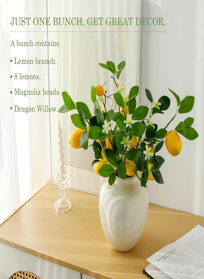 dallisten 2 Bunches Artificial Lemons Branches, 16 Heads Fake Lemon Branches with Lemons for Vase, Realistic Fake Lemon Decoration for Farmhouse Style Party Table Centerpiece and Home Decor - Image 2
