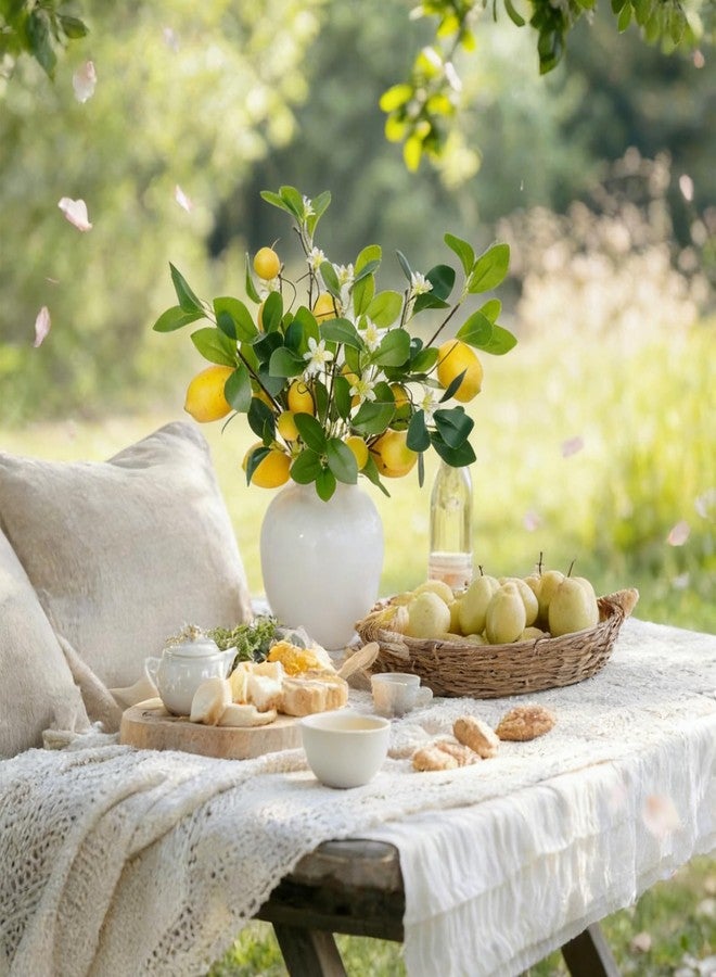 dallisten 2 Bunches Artificial Lemons Branches, 16 Heads Fake Lemon Branches with Lemons for Vase, Realistic Fake Lemon Decoration for Farmhouse Style Party Table Centerpiece and Home Decor - Image 5