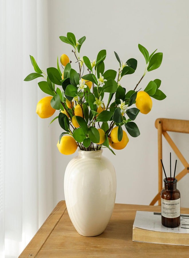dallisten 2 Bunches Artificial Lemons Branches, 16 Heads Fake Lemon Branches with Lemons for Vase, Realistic Fake Lemon Decoration for Farmhouse Style Party Table Centerpiece and Home Decor - Image 1