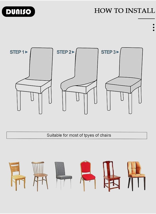 DUNISO - 4 Packs Chair Covers, Stretch Jacquard Dining Chair Slipcovers, Removable Washable Chair Protector, Elastic Chair Protector Seat Covers for Hotel Dining Room Ceremony Banquet Wedding Party - Image 1