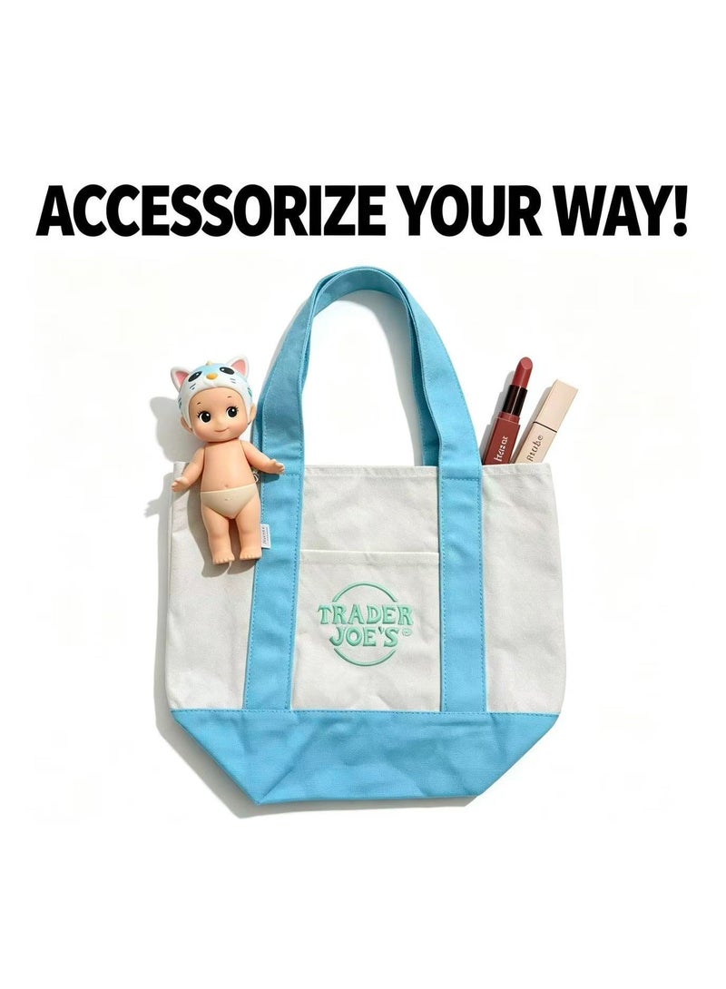 Trader Joe's Medium Canvas Tote Bag (Sky Blue) - Image 5