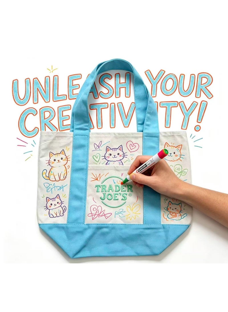 Trader Joe's Medium Canvas Tote Bag (Sky Blue) - Image 3