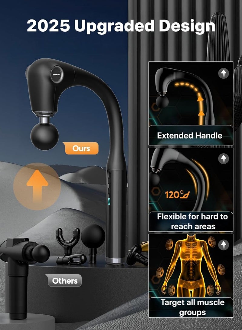 general Parquet Massage Gun with Upgraded Extension Handle, 10MM Massage Gun Deep Tissue, Back Massager, Muscles/Neck/Shoulders/Legs Massager Portable for Pain Relief, with 4 Massage Heads - Image 3