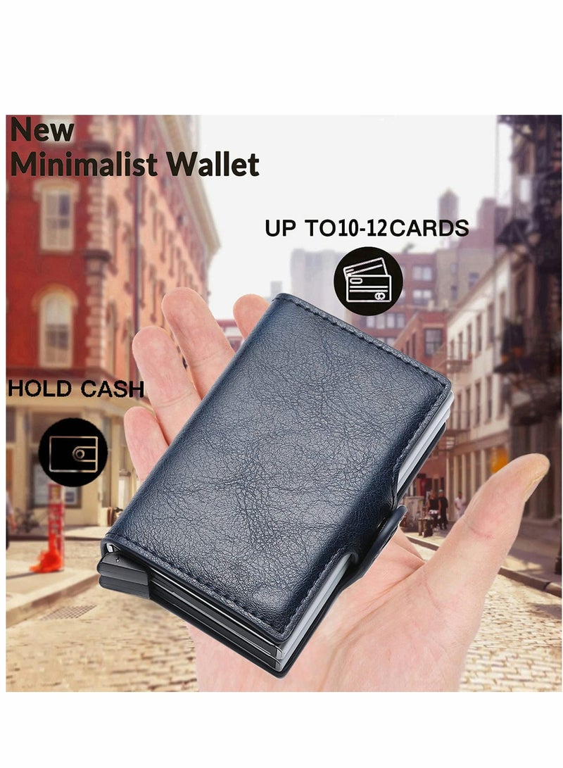 Excefore Wallet for Men Credit Card Holder, Automatic Pop Up Wallet with RFID, Leather Slim Card Case Front Pocket Anti-theft Travel Thin Wallets, Metal Money Organizers for Women Up to Holds 14 cards+ Cash - Image 5