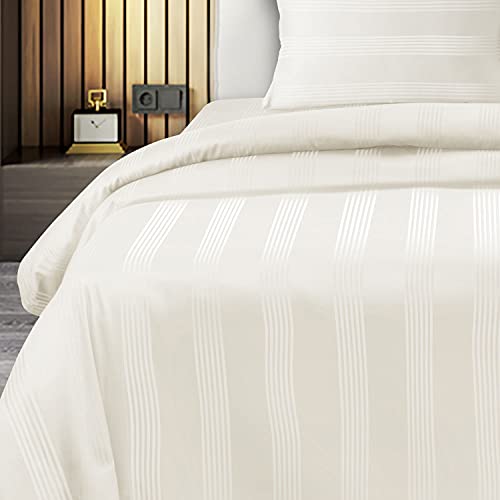 Spread Spain® Cotton Bedsheet & Pillow Cover Set - Blue | Striped Design & 450 Thread Count Barcode Super King Size Bedsheet - 112x112 Inch with 2 Pillow Covers - 18 x 27 Inch Each | Off White - Image 3