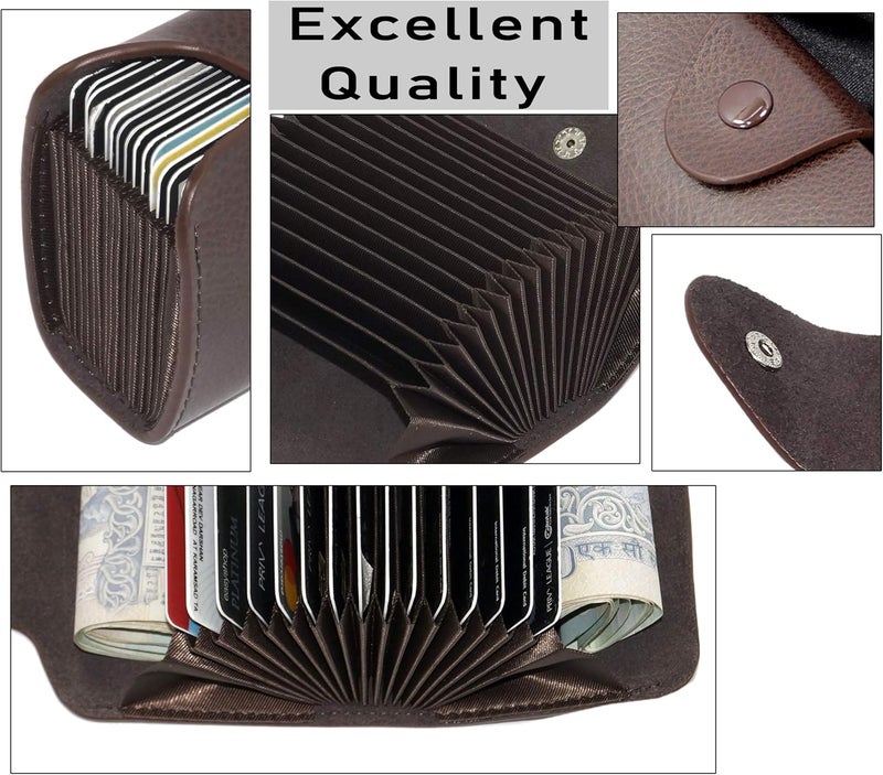 Storite Leather 15 Slot Credit/Debit Card Holder Wallet for Men & Women – Brown Slim Card Organizer for Business & Daily Use - Image 4