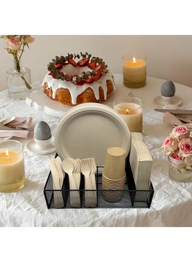 Metal Utensil Holder Caddy Portable Flatware Organizer 1 Pc White - Image 3