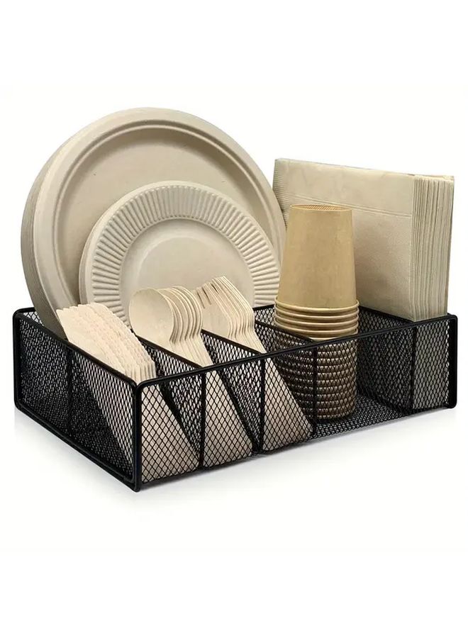 Metal Utensil Holder Caddy Portable Flatware Organizer 1 Pc White - Image 1