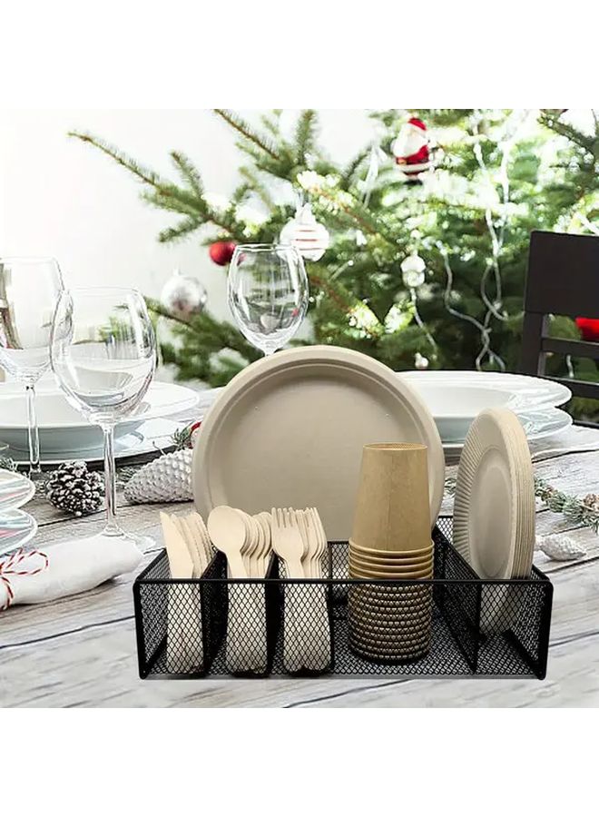 Metal Utensil Holder Caddy Portable Flatware Organizer 1 Pc White - Image 4