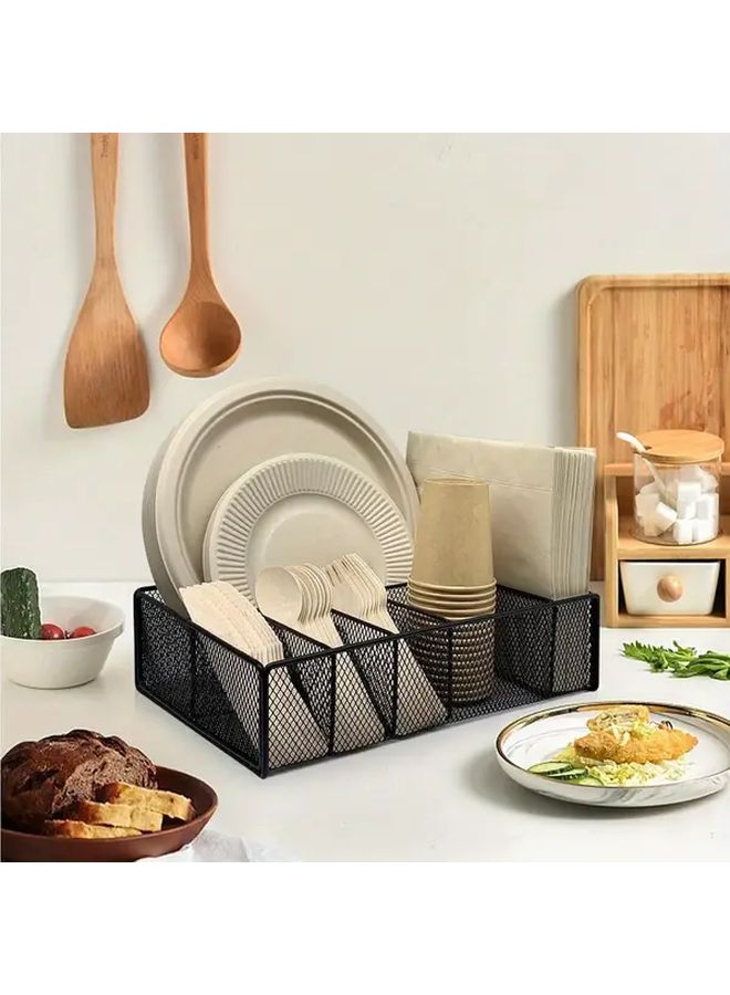 Metal Utensil Holder Caddy Portable Flatware Organizer 1 Pc White - Image 2