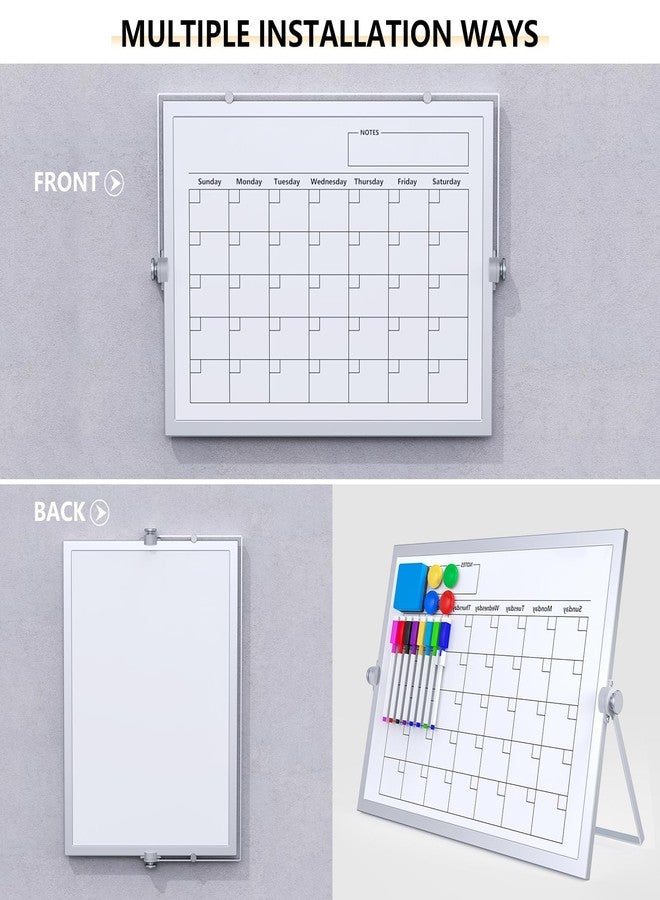 Laokiiy لوحة بيضاء قابلة للمسح الجاف من لاوكي، مقاس 16 × 12 بوصة، مزودة بتقويم ولوحة بيضاء مغناطيسية مكتبية مع حامل، و8 أقلام تحديد، و4 مغناطيسات، وممحاة واحدة، وحامل لوحة بيضاء محمول مزدوج الجوانب للأطفال لتدوين الملاحظات وقوائم المهام المكتبية - Image 3