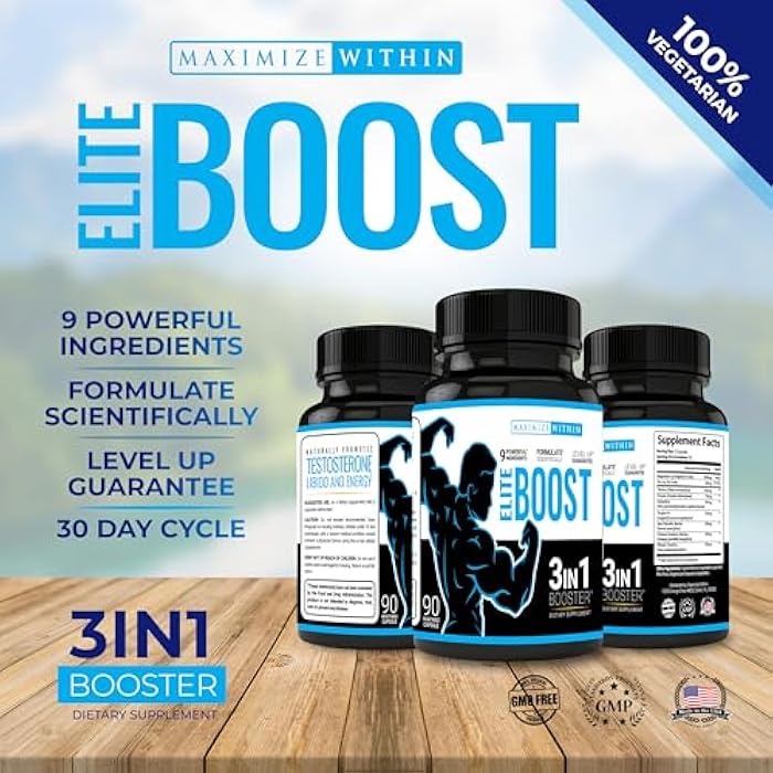 Maximum Slim Elite Boost 3 in 1 Formula Naturally Promotes Testosterone Libido, Energy,Muscle Mass & Stamina, Powerful Ingredients Veggie Capsules - Image 2