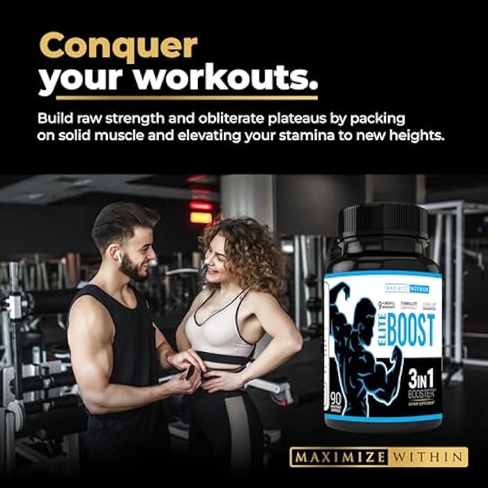 Maximum Slim Elite Boost 3 in 1 Formula Naturally Promotes Testosterone Libido, Energy,Muscle Mass & Stamina, Powerful Ingredients Veggie Capsules - Image 5