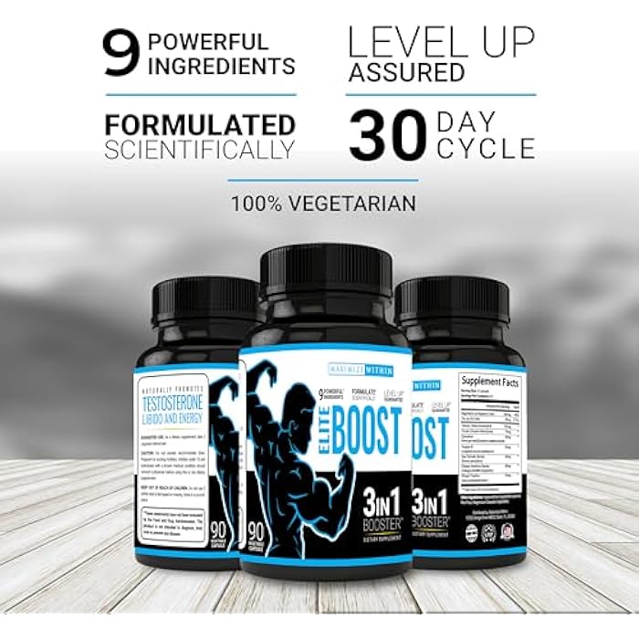 Maximum Slim Elite Boost 3 in 1 Formula Naturally Promotes Testosterone Libido, Energy,Muscle Mass & Stamina, Powerful Ingredients Veggie Capsules - Image 3