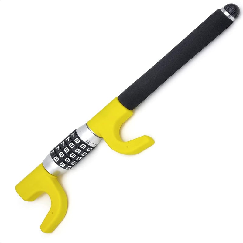 KRASER KR940B Anti-Theft Car Steering Wheel Lock - High Security Combination Bar, Black-Yellow - Image 1