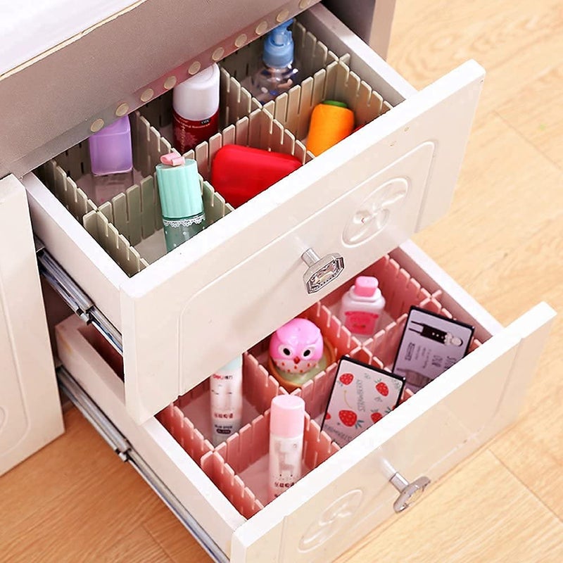 Eugle Mart Drawer Organizer Grid Dividers Adjustable Plastic DIY Partition Separators Storage Box Tidy Inserts for Underwear Sock Bra Tie Scarf Tshirt Ornament Makeup Kitchen Cutlery 10 Plate - Image 5