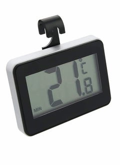 Digital Refrigerator Thermometer with Large LED Display, Hanging Hook & Retractable Stand - Accurate Fridge & Freezer Monitor, Black
