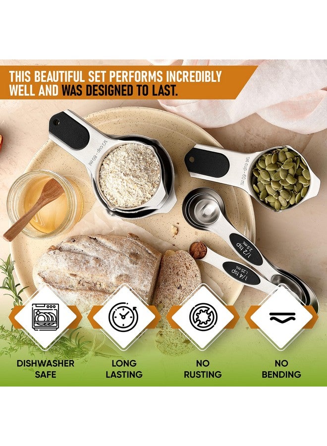 Spring Chef Magnetic Measuring Cups & Spoons Set (Patent Pending), Strong N45 Magnets, Heavy Duty Stainless Steel Fits in Spice Jars for Baking & Cooking, BPA Free, Round Set of 9, Black - Image 3