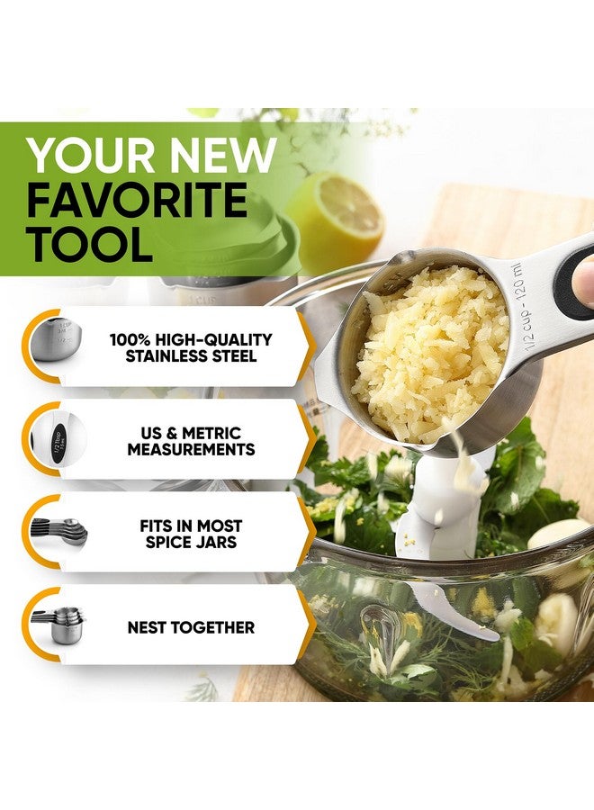 Spring Chef Magnetic Measuring Cups & Spoons Set (Patent Pending), Strong N45 Magnets, Heavy Duty Stainless Steel Fits in Spice Jars for Baking & Cooking, BPA Free, Round Set of 9, Black - Image 5
