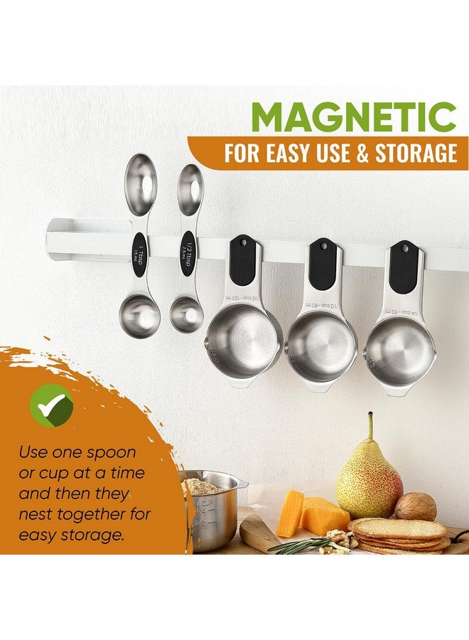 Spring Chef Magnetic Measuring Cups & Spoons Set (Patent Pending), Strong N45 Magnets, Heavy Duty Stainless Steel Fits in Spice Jars for Baking & Cooking, BPA Free, Round Set of 9, Black - Image 4