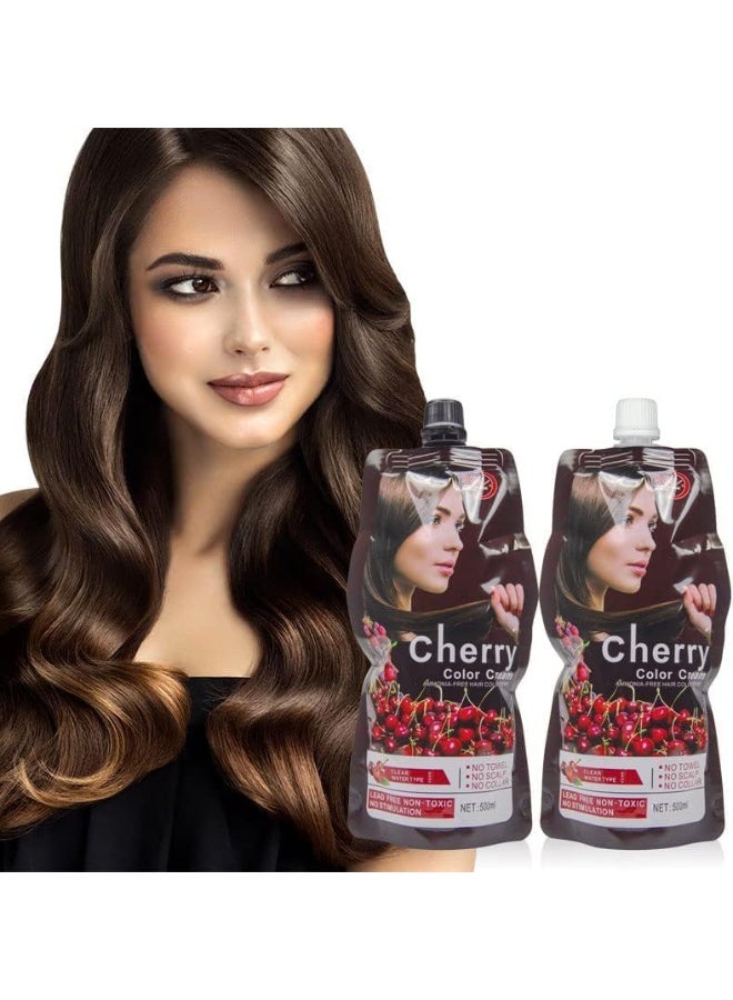 موكيرو كريم تلوين الشعر بلون الكرز، خالي من الأمونيا، غير سام، بدون تحفيز، 500 مل + 500 مل (بني غامق) - Image 2