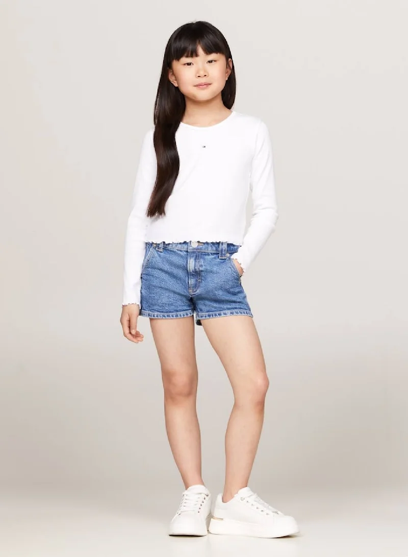 TOMMY HILFIGER Essential Ruffled Trim Long Sleeve T-Shirt