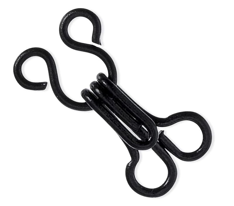 Bhavya Enterprises Bhavya Enterprises Pack of 200 Blouse Hooks and Eye Made of Brass for Ladies Blouses Dresses chudidars Childrens Dresses Frocks Gowns etc Pack of 100 Hooks 100 Eye 200 Black  - Image 1