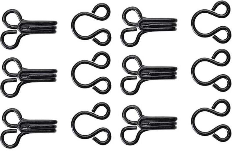 Bhavya Enterprises Bhavya Enterprises Pack of 200 Blouse Hooks and Eye Made of Brass for Ladies Blouses Dresses chudidars Childrens Dresses Frocks Gowns etc Pack of 100 Hooks 100 Eye 200 Black  - Image 2