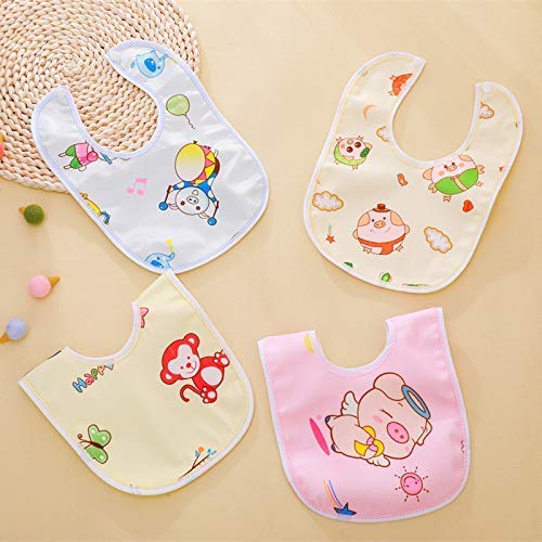 BabyGo Waterproof Baby Apron Bibs | Reusable Feeding Bibs with Soft Material & Waterproof Backing, Easy-to-Clean, Comfortable & Durable Feeding Bibs for Infants | Set of 4 (Multicolor) - Image 4