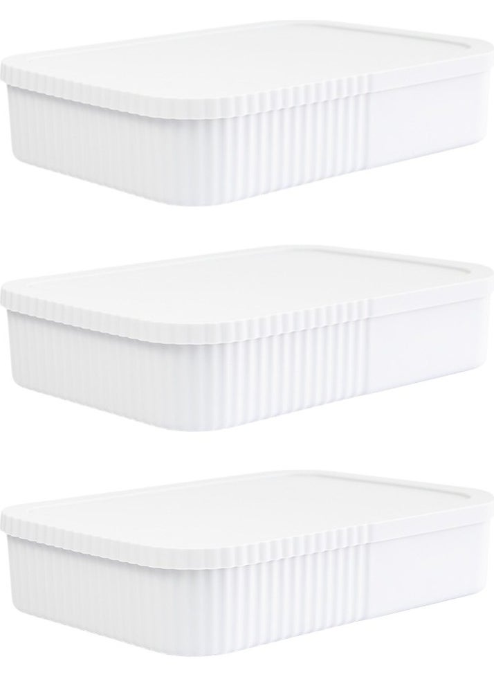 Devigo 3 Pieces 6 Liter Thin-Wide Covered Storage Box - Office and Stationery Organizer Multi-Purpose Use  - Image 1
