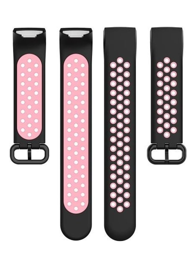 NIBEMINENT Watch Button Two Colours Silicone Replacement Strap Watchband For Fitbit Charge 4 / 3 SE Black - Image 4