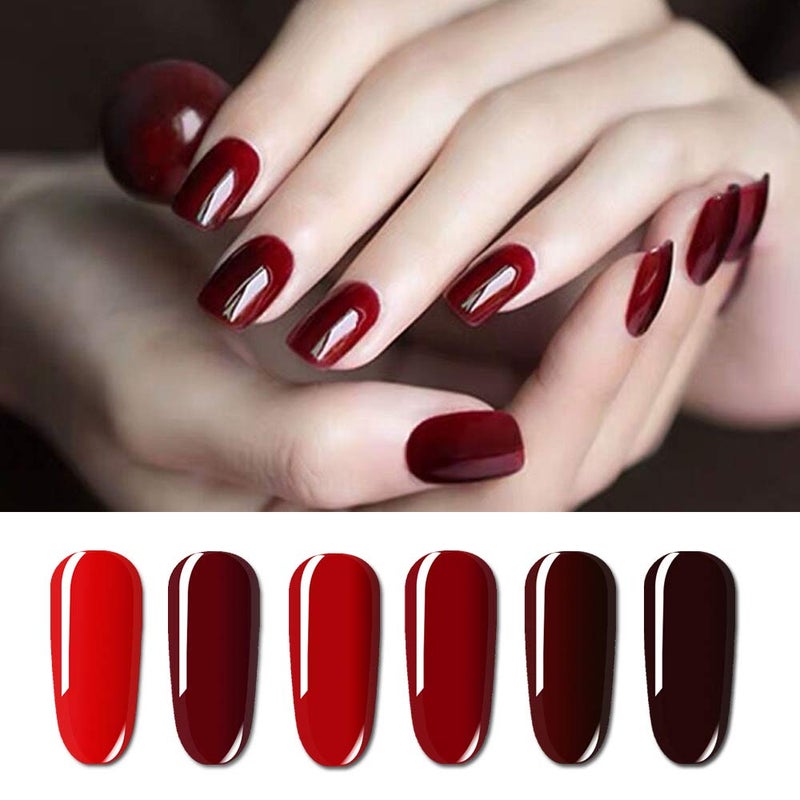 Vishine Red Colors Collection Gel Polish Set- Pack of 6 Colors Shine Finish and Long Lasting, Soak Off UV LED Gel 8ml/Pcs Gift Set - Image 2