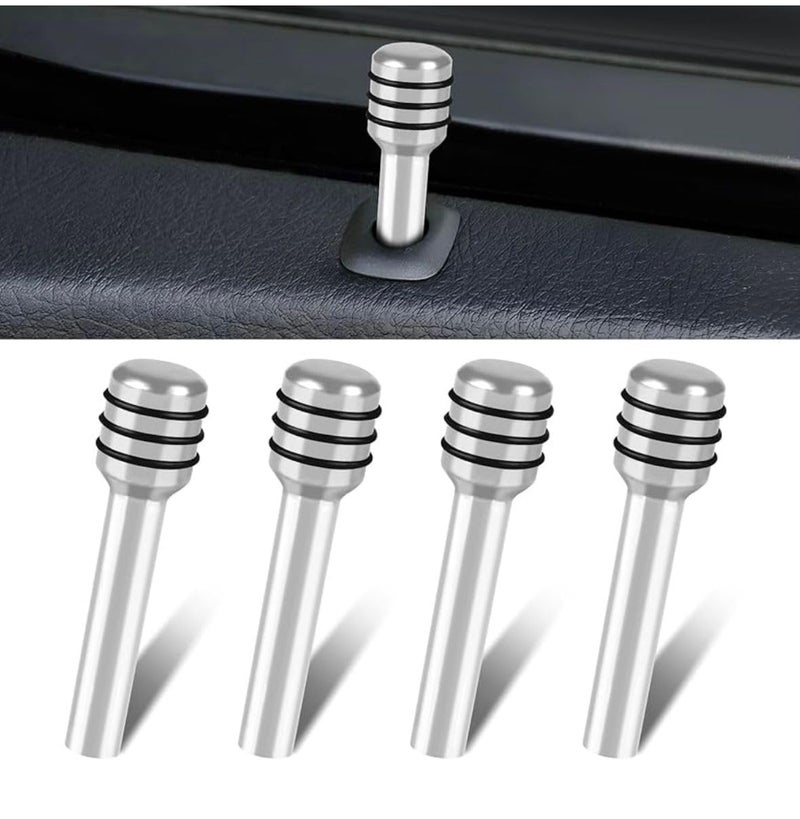 AUTO MT 4Pc Door Lock Knobs Car Aluminum Alloy Inner Pull Pins Scratch Protection Styling & Attractive for All Cars for Car Decoration Universal (4PC.Silver Door Lock PIN) - Image 1