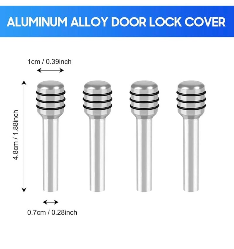 AUTO MT 4Pc Door Lock Knobs Car Aluminum Alloy Inner Pull Pins Scratch Protection Styling & Attractive for All Cars for Car Decoration Universal (4PC.Silver Door Lock PIN) - Image 3