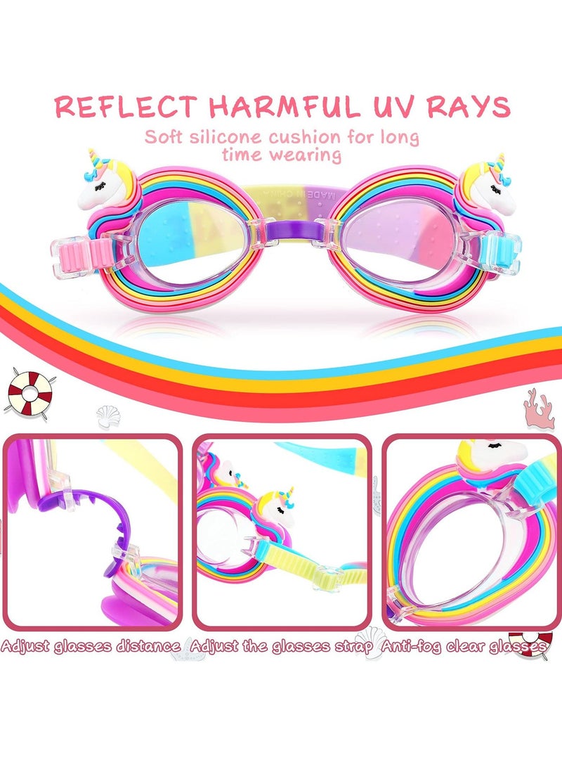 Generic Children's Swimming Set, 5 Sets of Silicone Cap Goggles Glasses Nose Clip Ear Plugs Cartoon Pink Girls Underwater for Children Age 3-12 Years - Image 4