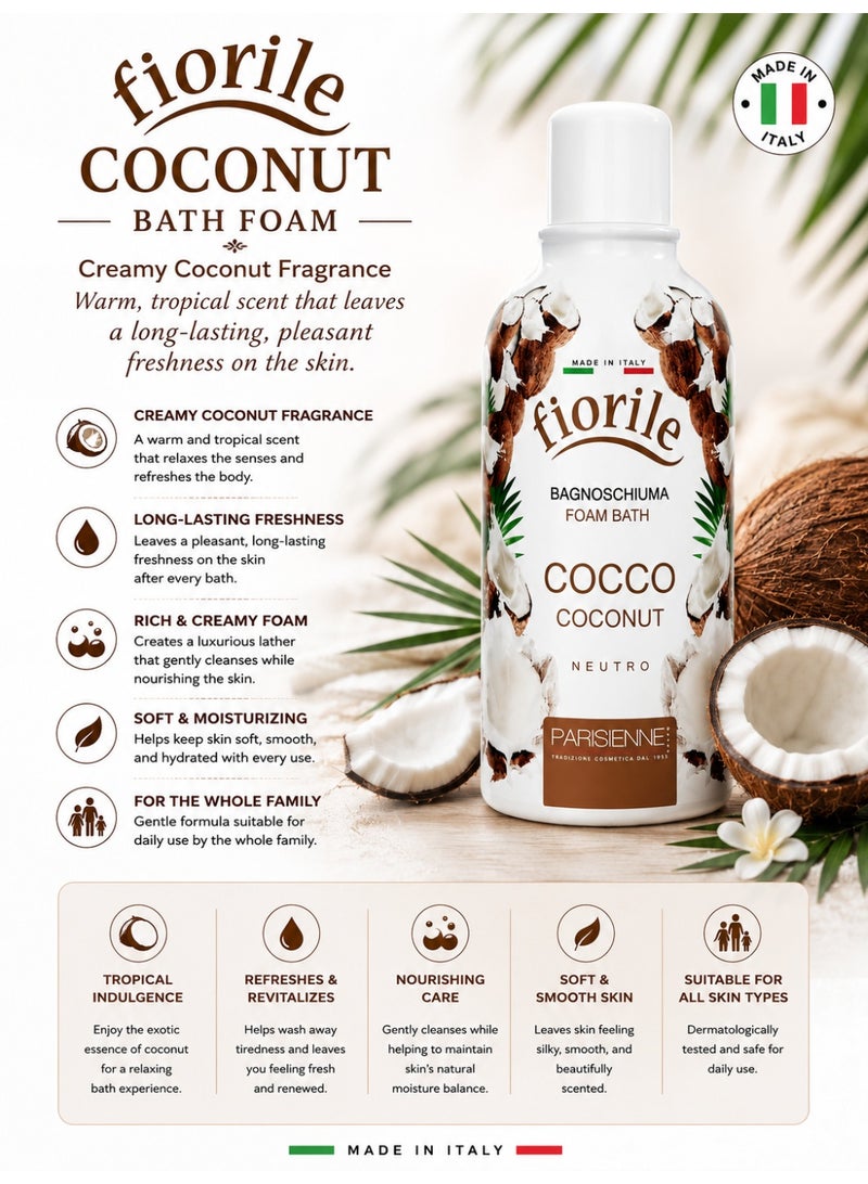 Fiorile Bath Foam Coconut 1000ML | Nourishing & Moisturizing Bath Foam | Maintain Soft & Smooth Skin | Daily Use Body Cleanser - Image 2