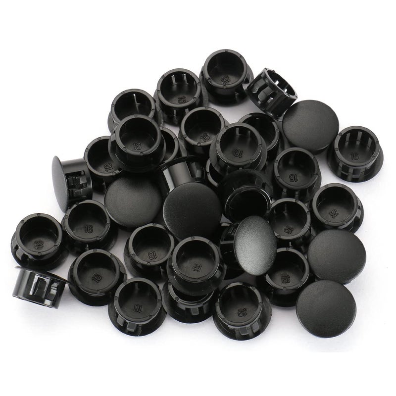 Baomain 100-Pack Plastic Hole Plugs Black 5/8" (16mm) Locking Hole Plugs HP-16 Snap-in Panel Covers for Furniture, Cabinets & Automotive