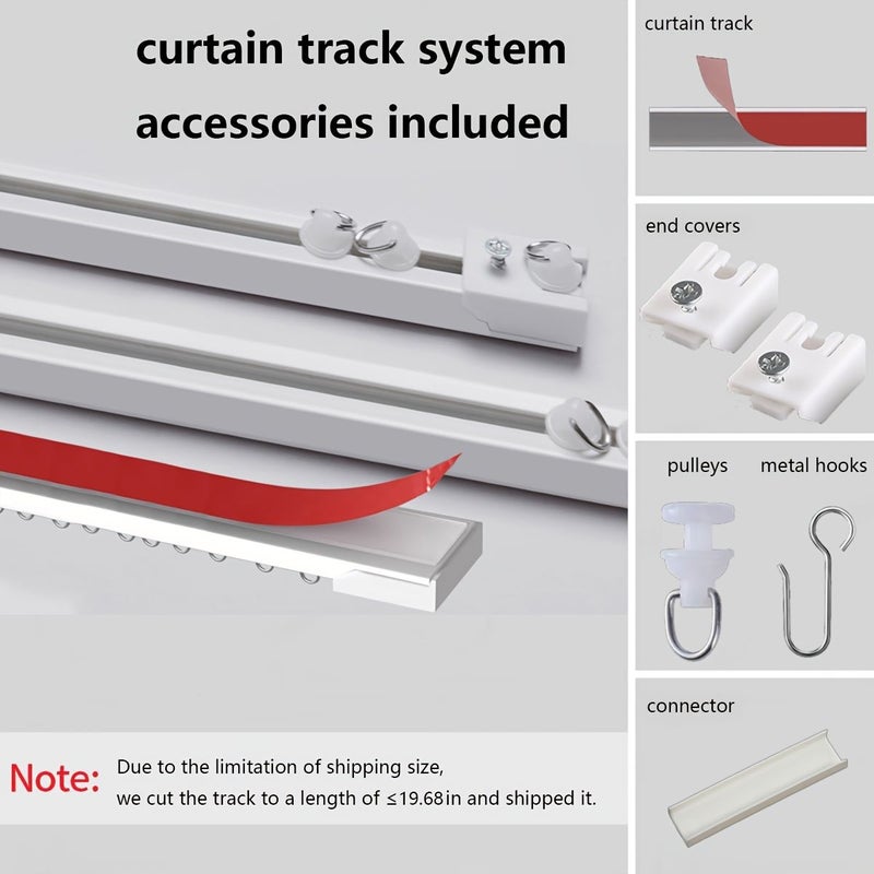 Polychrome Easy Install Self Adhesive Curtain Track Set 10 Set with Silent Pulleys and Metal S Hooks for Home and Bathroom - Image 3